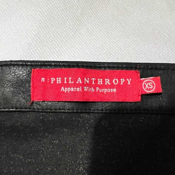 philanthropy xs Freja black faux leather overalls wide leg elastic end punk‌‌ - Picture 11 of 16